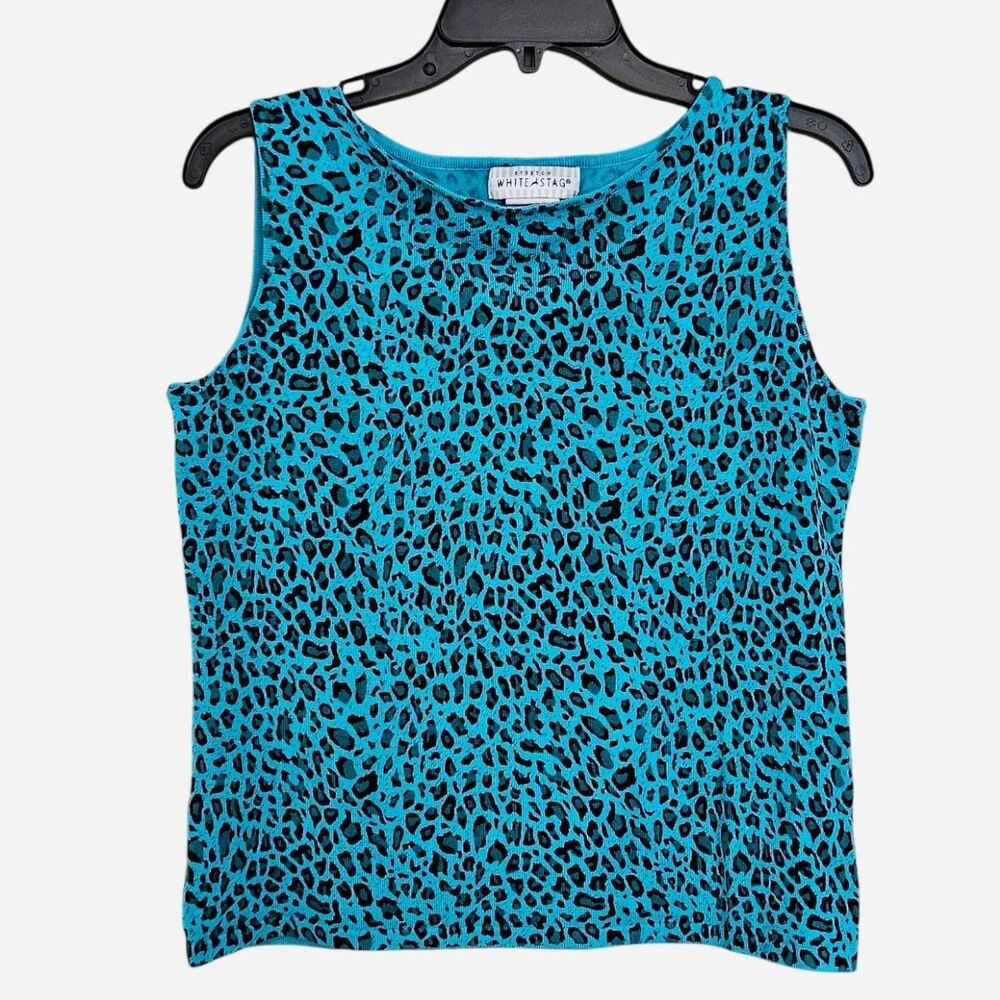 y2k mcbling gyaru blue leopard print knit top
